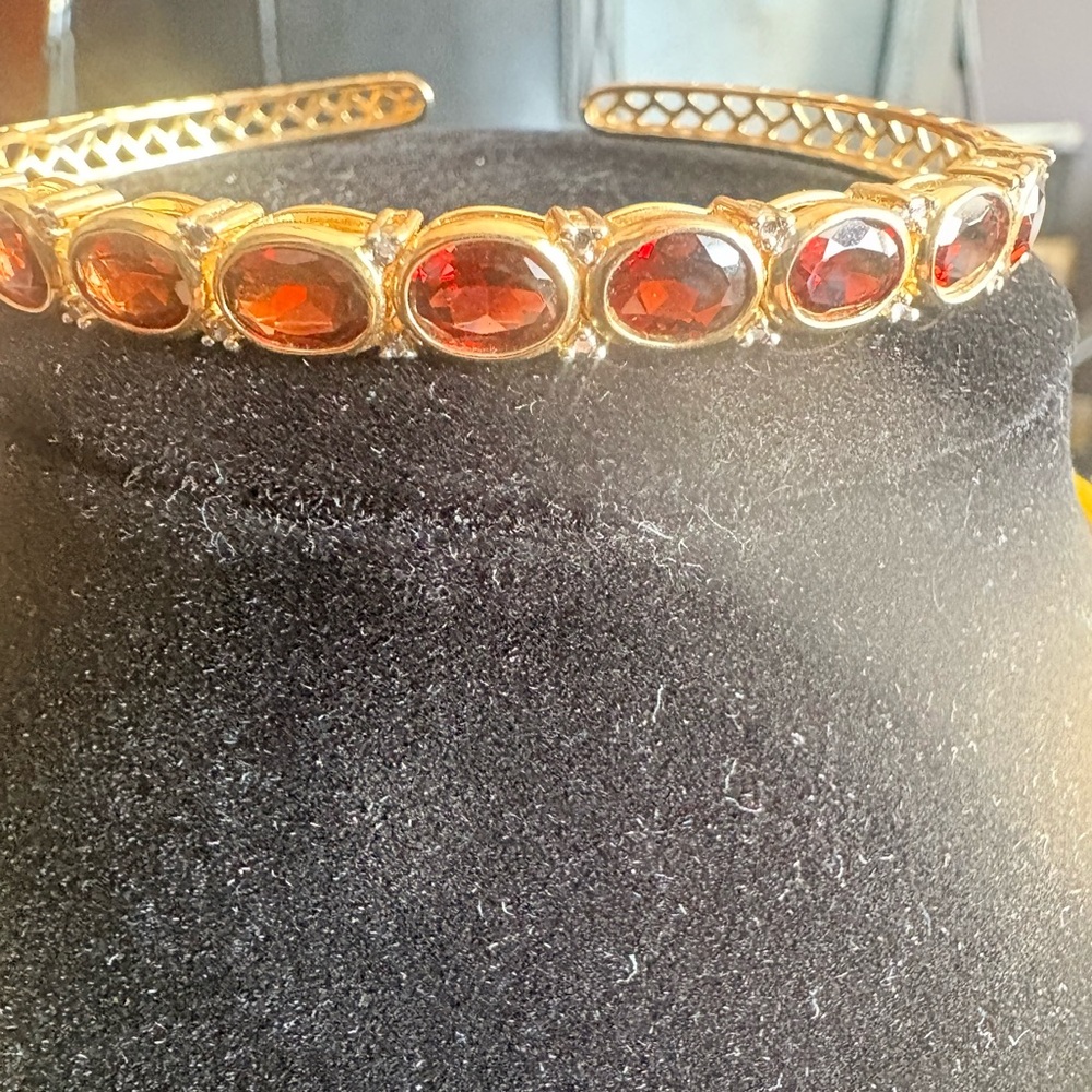 Vintage Garnet Cuff Bracelet